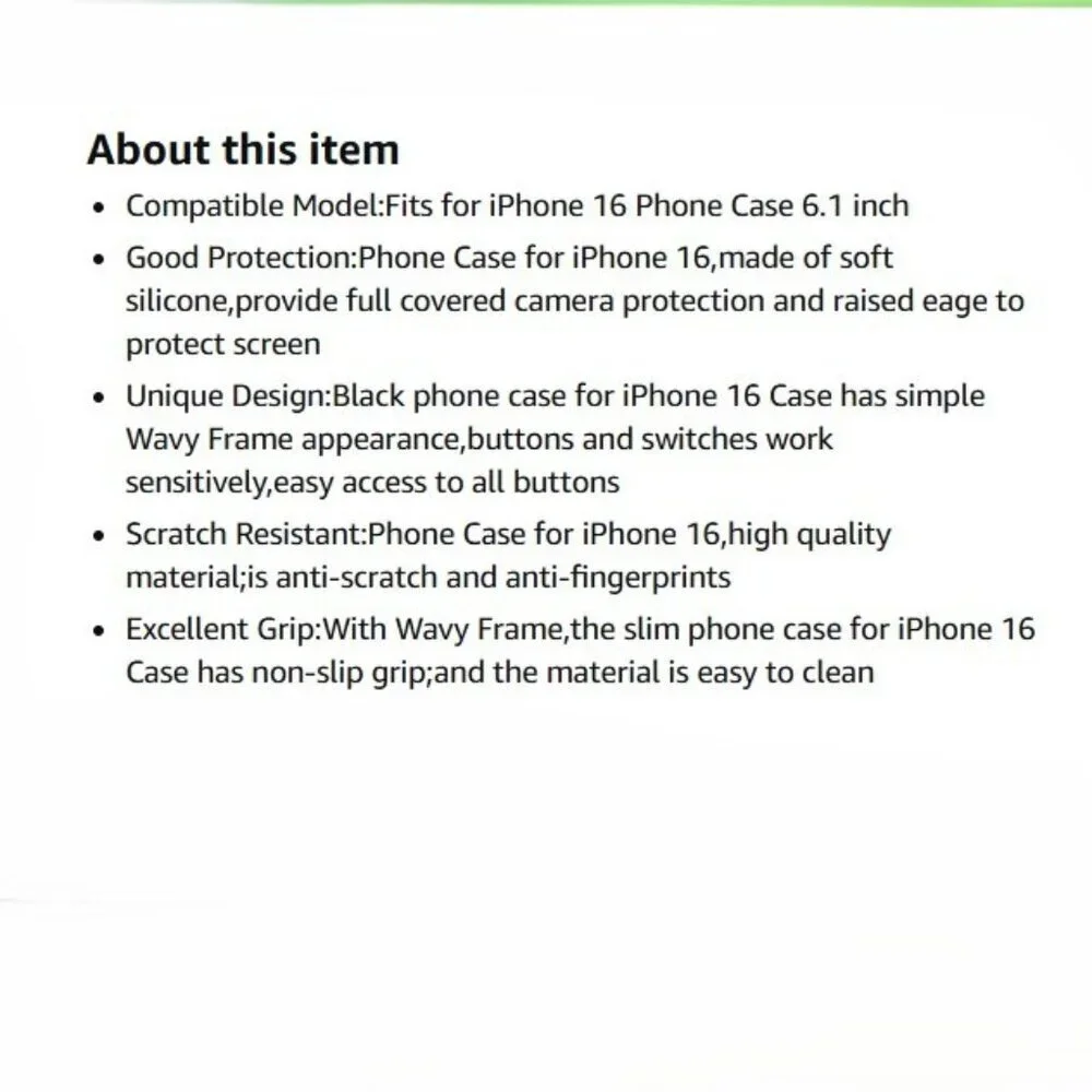 Fabspark iPhone 16 Phone Case BLACK Soft Silicone Simple Wave Design Wavy Cover - Picture 6 of 6